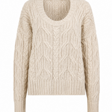 Beige Crew Neck Chunky Knit Sweater