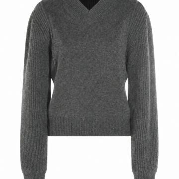 Beige V-Neck Knit Sweater