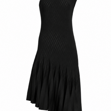 Black Solid Fit-and-Flare Dress