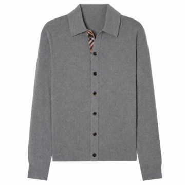 Cardigan Knit Sweater in Grey with Button Front