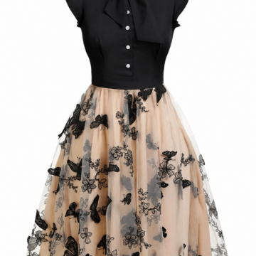 Elegant Navy Blue A-Line Midi Dress