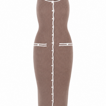 Black Tie-Back Midi Dress with Cutout Details