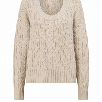 Green V-Neck Cable Knit Sweater