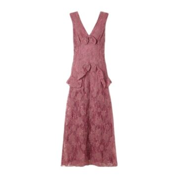 Red Wrap Midi Dress with Tie Waist